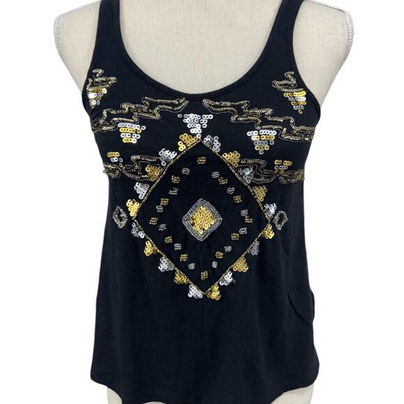 "Express" Y2K? Tank Top, Aztec,Sequins,Cotton,Cowgirl,Sexy Rodeo,Farmgirl,Desert - Picture 1 of 9